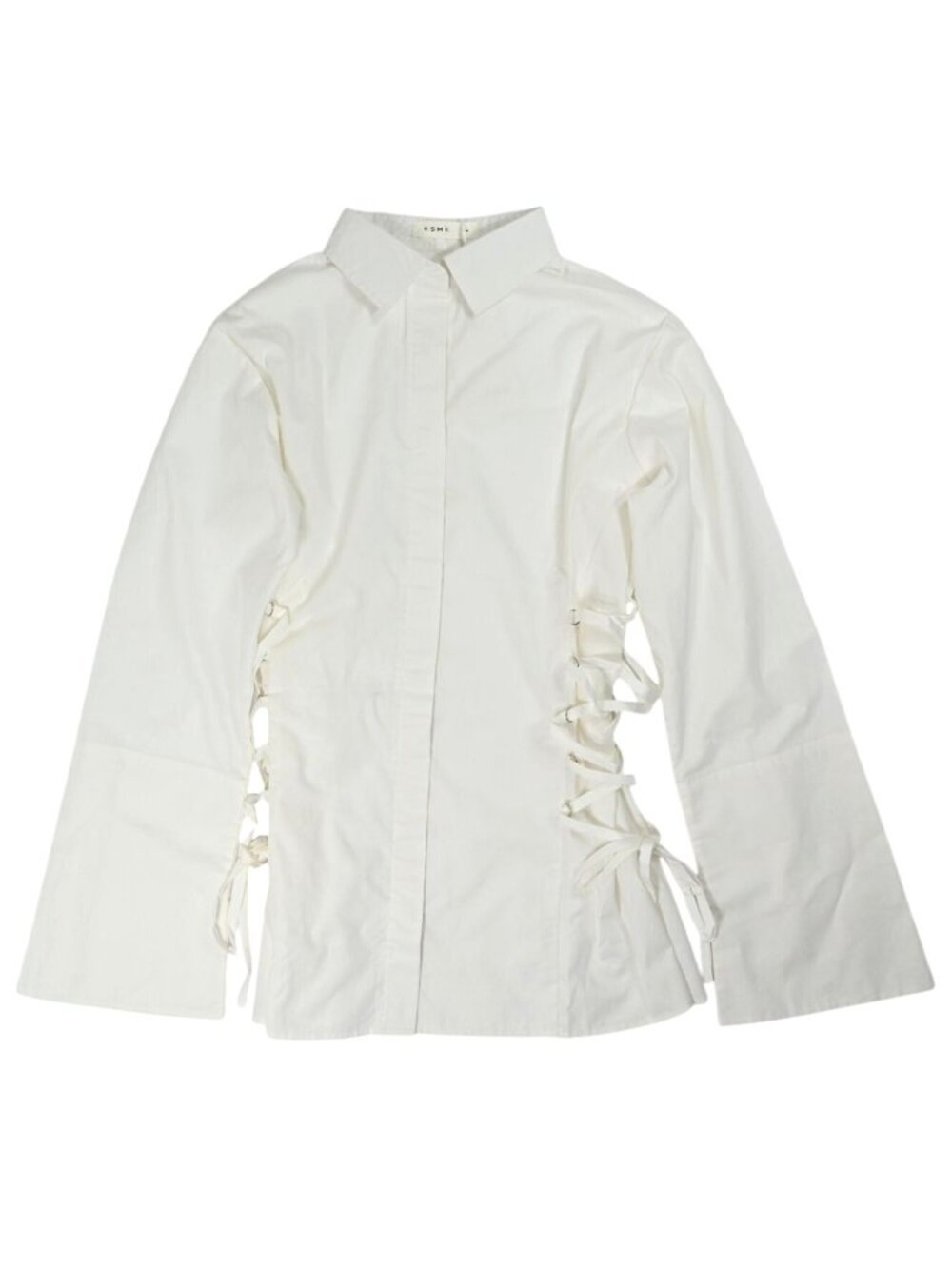 Esme Lace-Up Corset Cotton Poplin Shirt in White